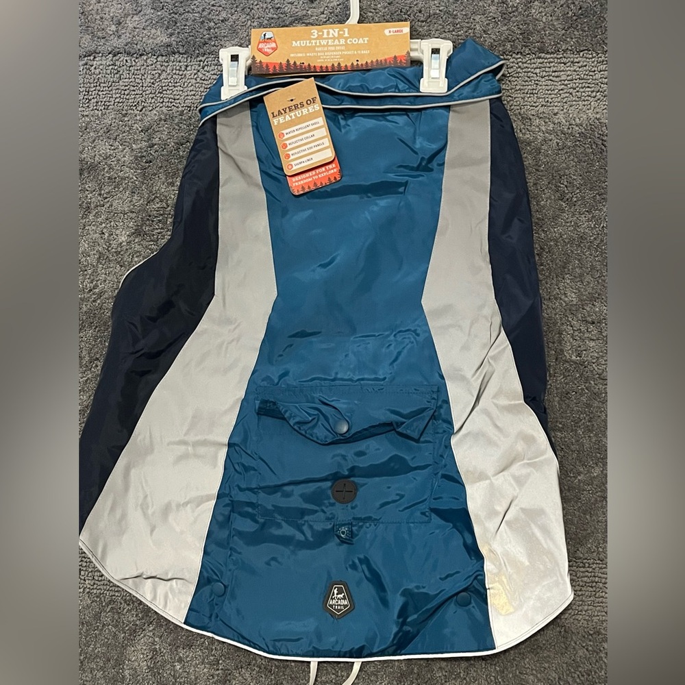 Dog Coat Arcadia Trail 3-in-1 Multiwear Coat in Teal/Gray/Navy Size XL NEW! - Picture 2 of 10